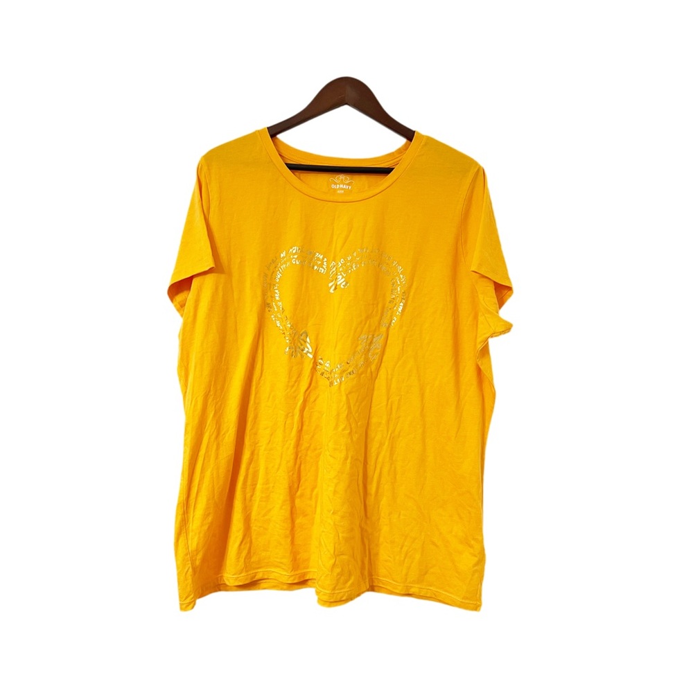 Old Navy Plus Size 3X Graphic Tee Orange Heart Shine Print